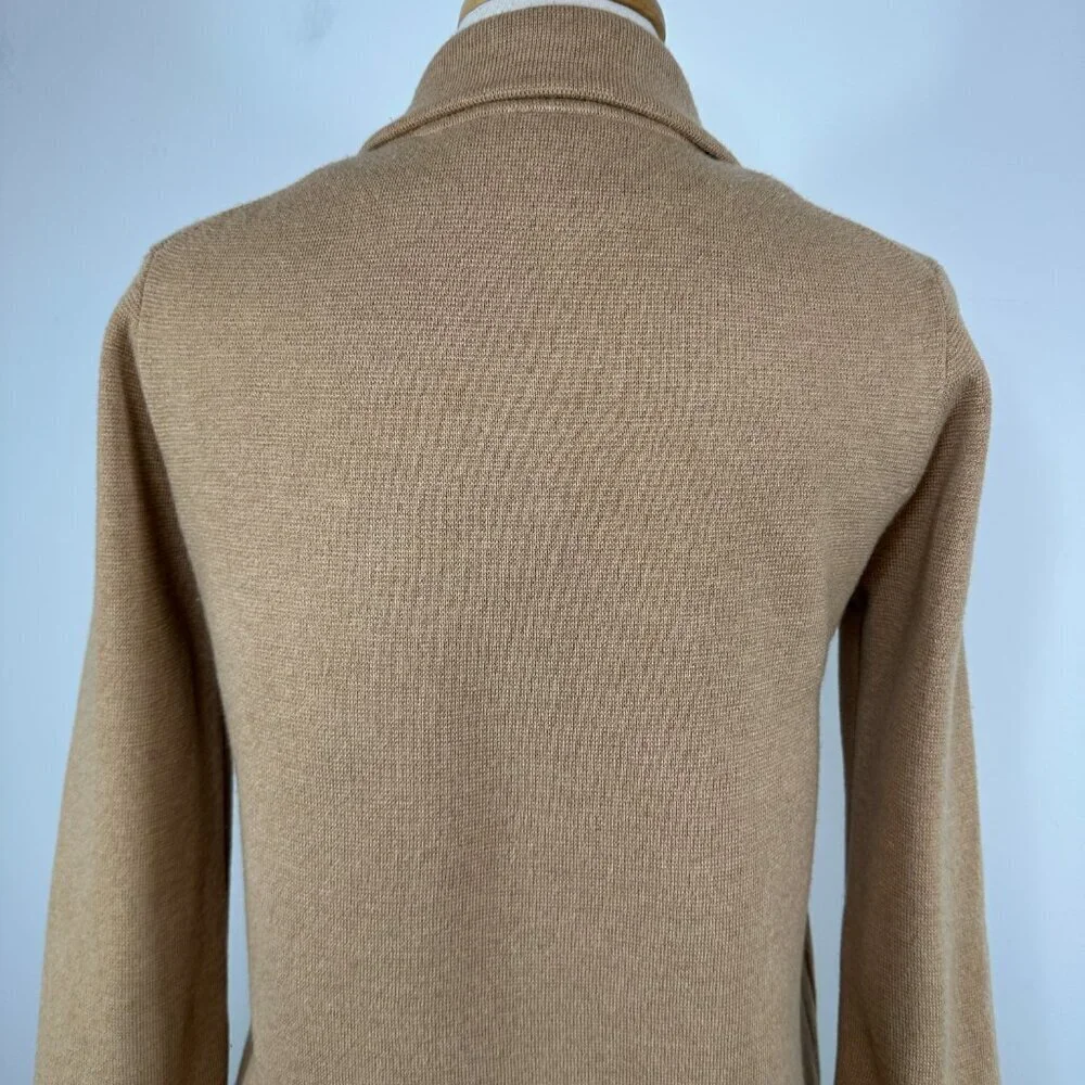 J. Crew Sophie Open Front Sweater Blazer Knit Wool Blend Pockets Tan Small XS